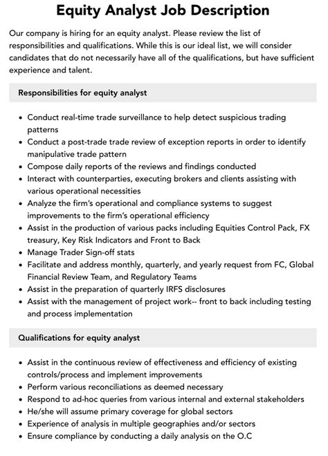 equity analyst positions