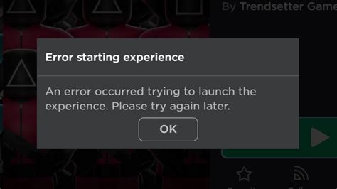 error starting experience roblox