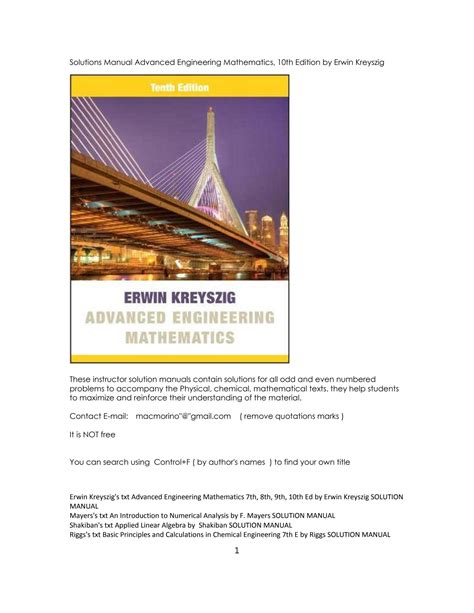 erwin kreyszig solution manual 10th edition Reader
