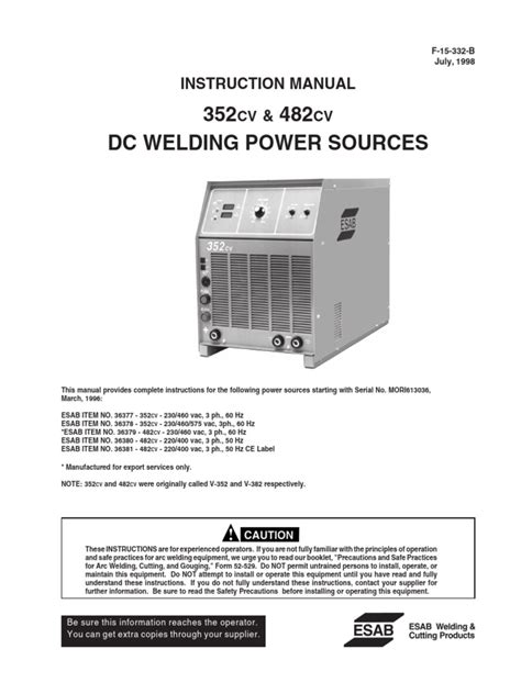 esab 352 manual pdf Reader