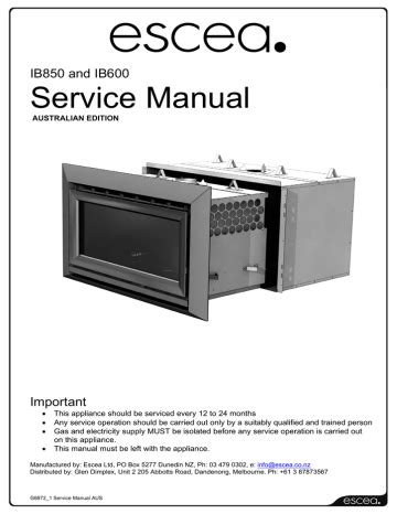 escea ib600 ib850 service manual user guide Kindle Editon