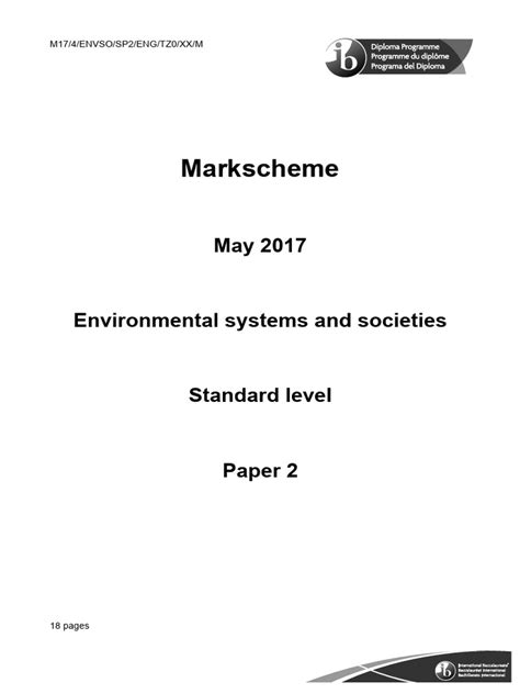 ess paper 2 markscheme nov 2011 Reader