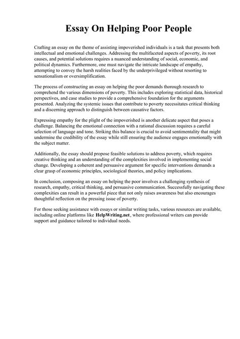 essay about the poor