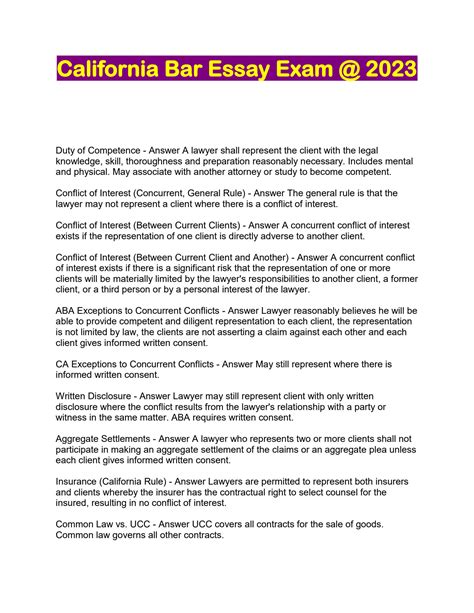 essay exam writing for the california bar exam PDF