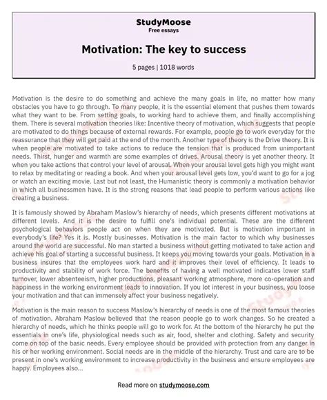 essay on self motivation is the key to success