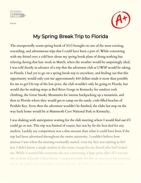essay on spring break