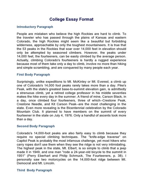 Essay Template For College