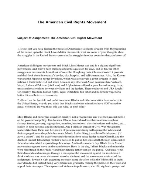 essays on the american civil rights movement Epub