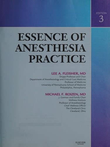 essence of anesthesia practice 3rd edition Epub