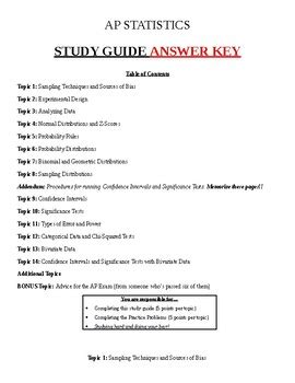 essentials and study guide statistics answer key PDF