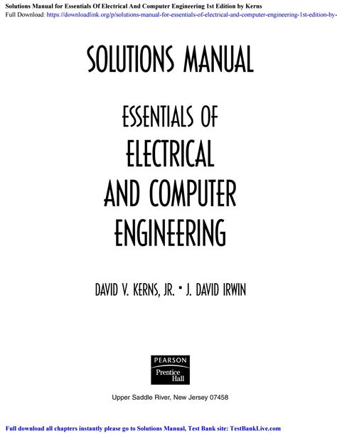 essentials of electrical and computer engineering solutions manual PDF
