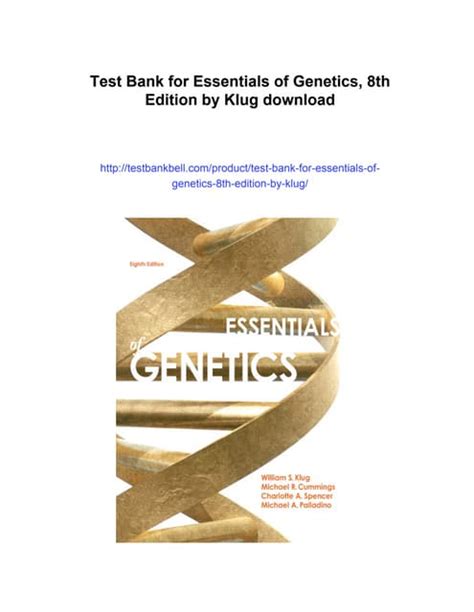 essentials of genetics klug 8th pdf Ebook Epub