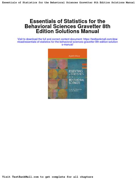 essentials of statistics for the behavioral sciences 8th gravetter Reader