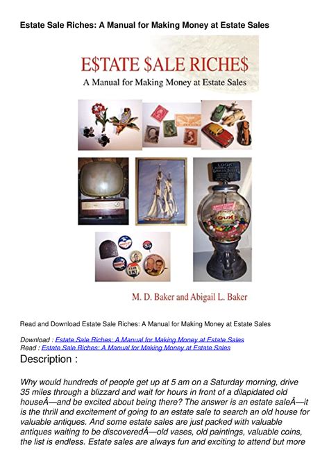 estate sale riches a manual for making money at estate sales Reader