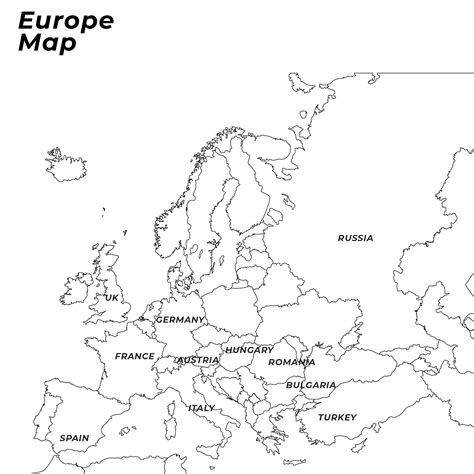 european map black and white