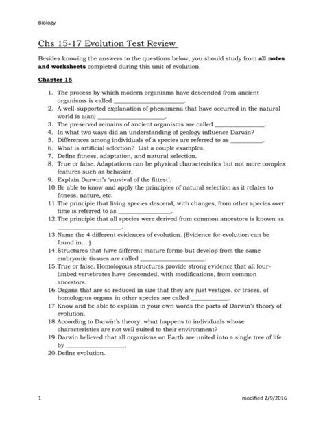 evolution chapter 15 17 review answer key Doc