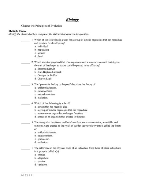 evolution chapter test practice answer key Doc