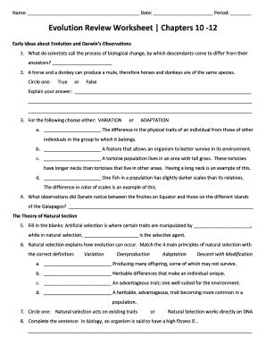 evolution review worksheet chapters 10 12 PDF