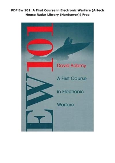 ew 101 a first course in electronic warfare artech house radar library Epub