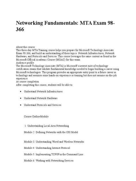 exam 98 366 mta networking fundamentals Doc