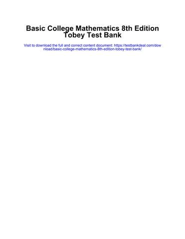 exam basic college mathematics tobey Kindle Editon