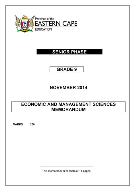 exam question paper for grade9 ems 2014 Reader