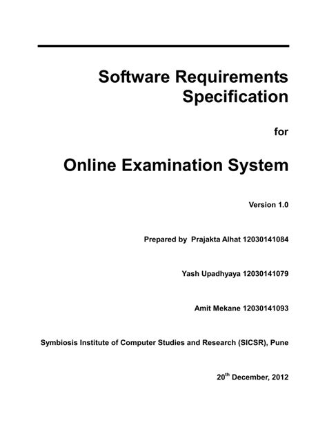examination system srs documentation Kindle Editon