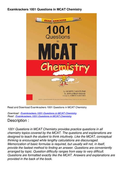 examkrackers 1001 questions in mcat chemistry PDF