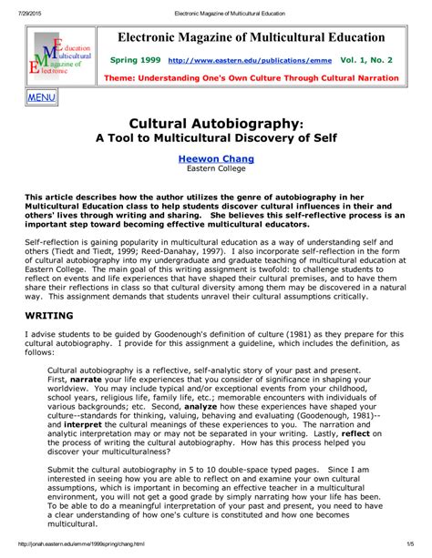 example of a cultural autobiography PDF