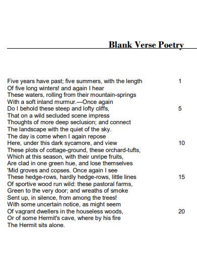 example of free verse and blank verse with explaination pdf PDF