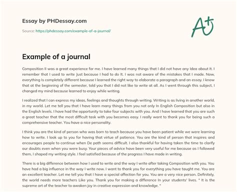 example of journal essay Reader