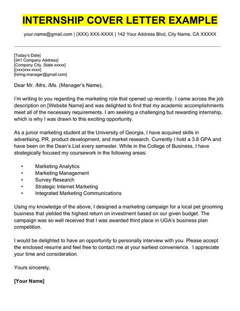 example of letter for internship