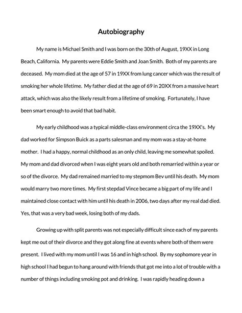 example of writing an autobiography Reader