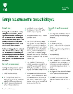 example risk assessment bricklayers pdf hse Epub