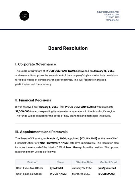 examples of board resolutions Doc