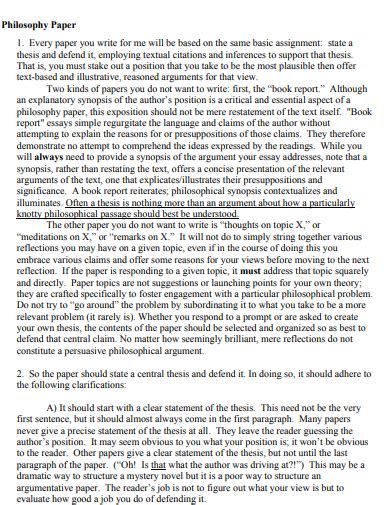 examples of college philosophy papers Kindle Editon