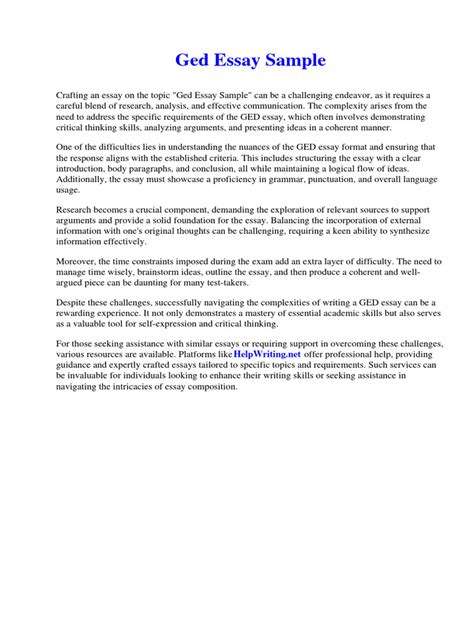 examples of essays for ged test