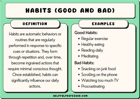 examples of good and bad habits