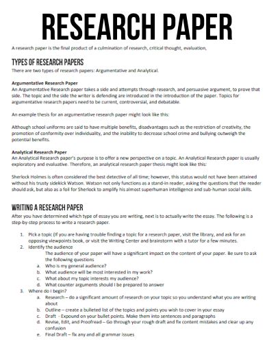 examples of good research papers for grade 7 Reader