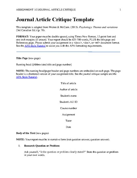 examples of journal critique Epub