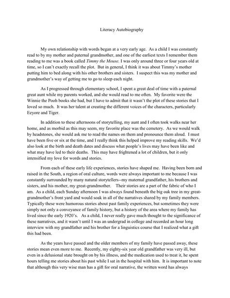 examples of literacy autobiography Epub