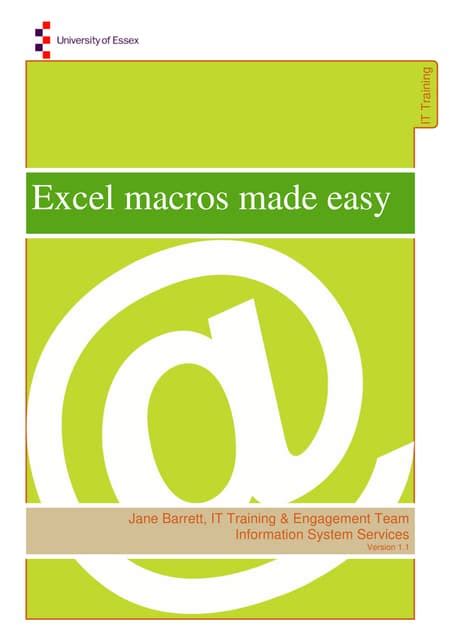 excel 2007 macros made easy made easy series Epub