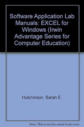 excel 3 0 for windows the irwin advantage series for computer education PDF