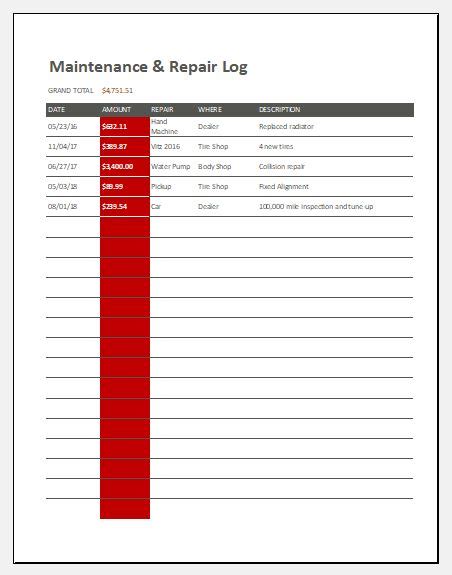 excel computer repair log template Epub