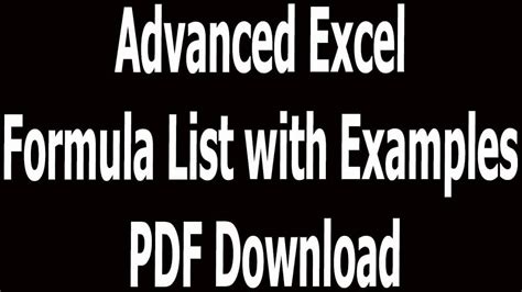 excel formulas for advanced users filetype pdf pdf Doc