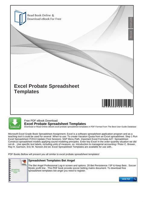 excel-probate-spreadsheet-templates Ebook Ebook Doc