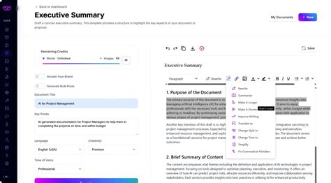 executive summary ai generator