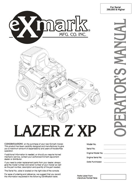 exmark lazer z xp operators manual Doc