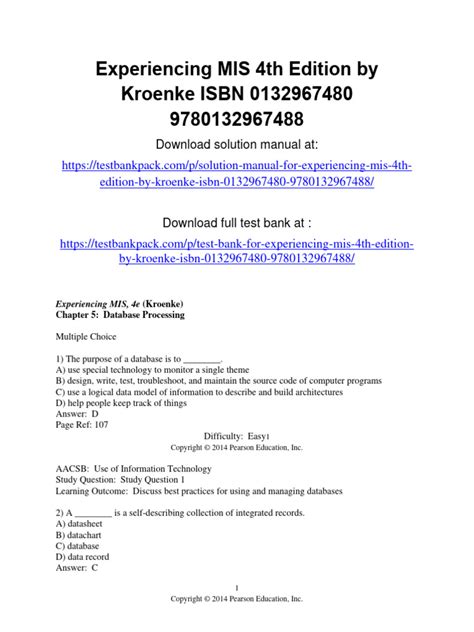 experiencing mis 4th edition kroenke test bank PDF