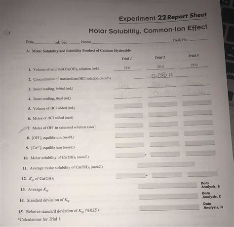 experiment 22 molar solubility lab report PDF Epub